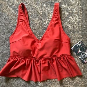 Kortni Jeane Small Dusty Red peplum NWT